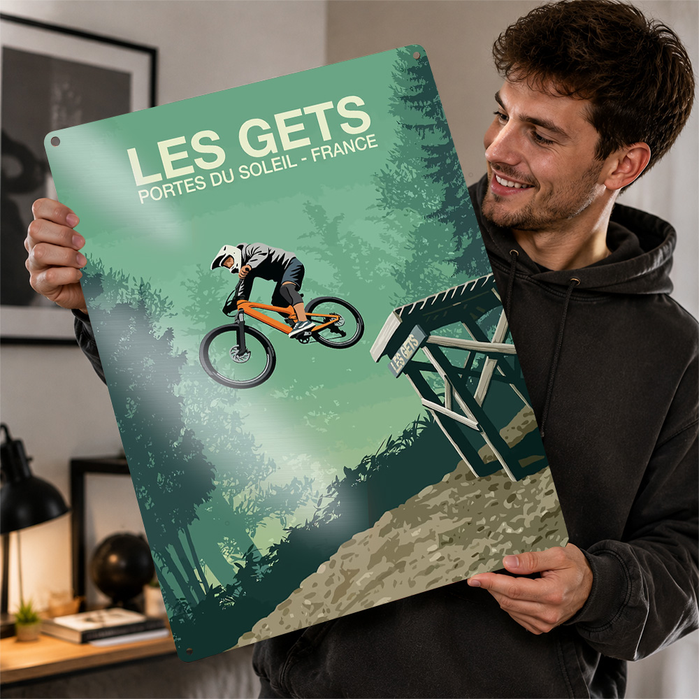 Mountain Biking Europe - Poster Cetak dengan Gambar Lompatan Sepeda