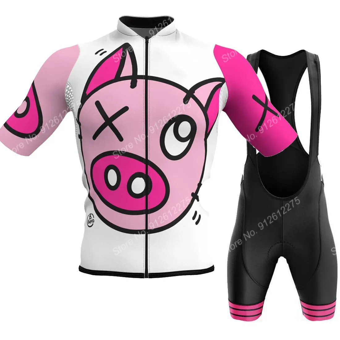 Mountain Biking Apparel - Set kaus bersepeda babi komik kartun
